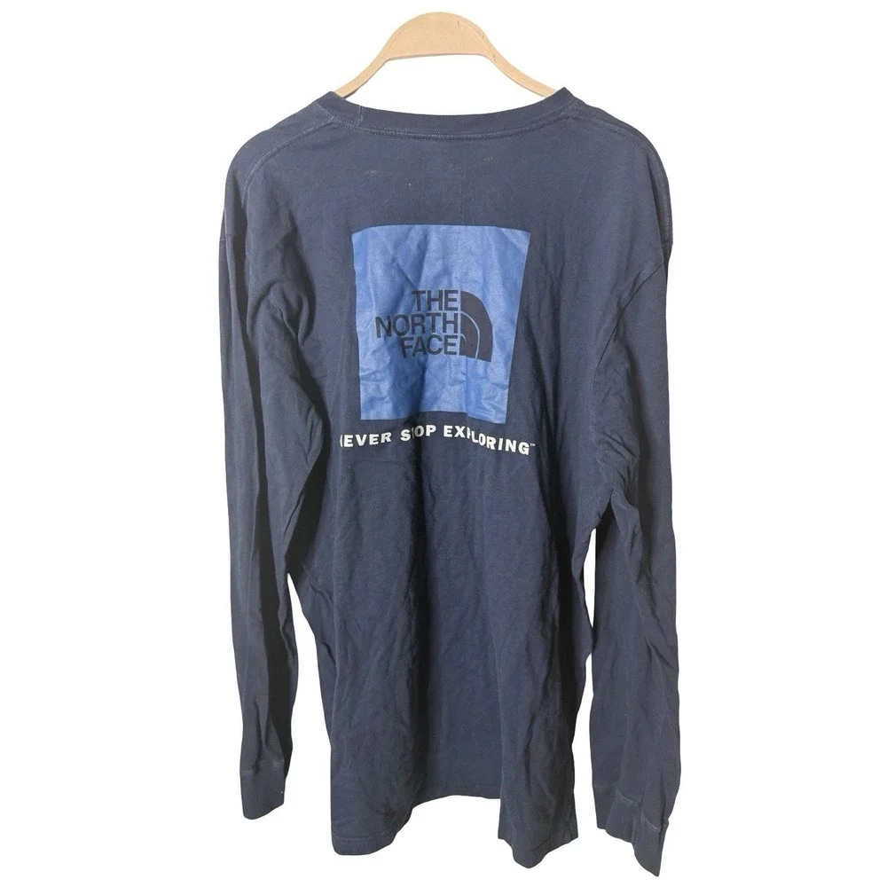 The North Face Long Sleeve  Logo Blue Classic Fit T-Shirt Men's‎ Large